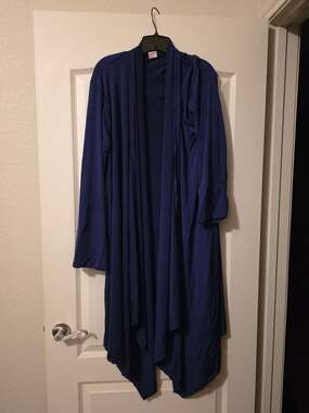 Flirty Pink Blue Oversized Open Front Cardigan Duster Slinky Knit Maxi One Size